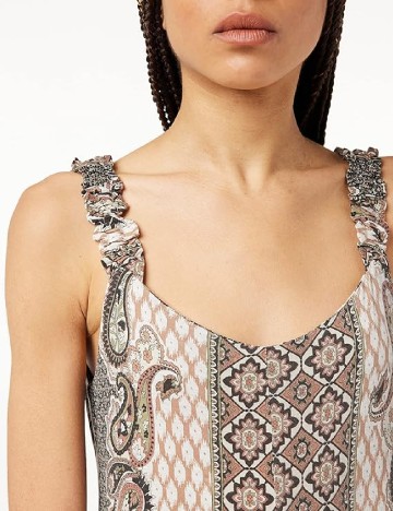 Rochie lunga Cream, mix culori