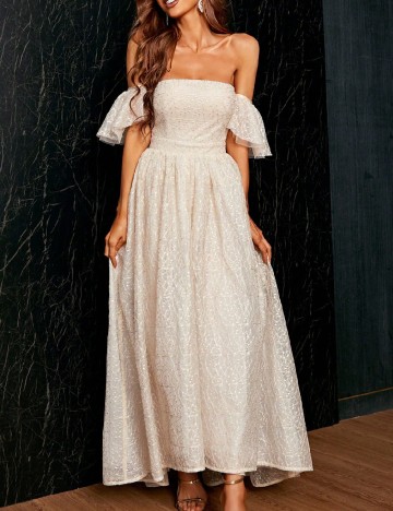 Rochie lunga Miss ord, crem