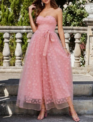 Rochie lunga Double Crazy, roz