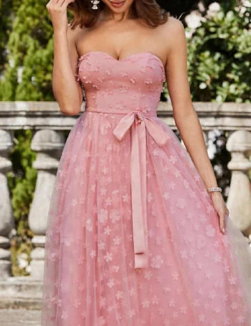 Rochie lunga Double Crazy, roz