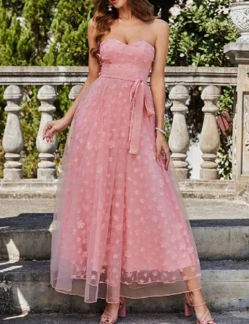Rochie lunga Double Crazy, roz