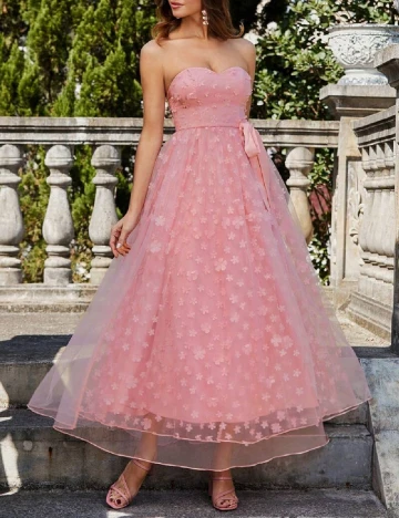 Rochie lunga Double Crazy, roz