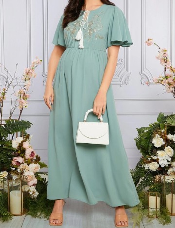 Rochie lunga SHEIN Maternity, verde