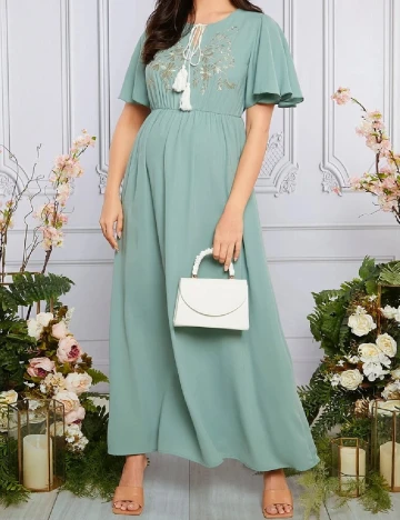 Rochie lunga SHEIN Maternity, verde Verde