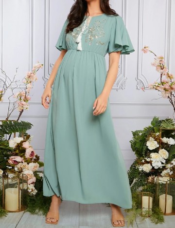 Rochie lunga SHEIN Maternity, verde