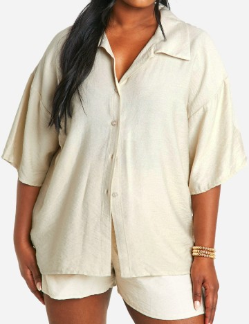 Camasa Boohoo Plus Size, bej