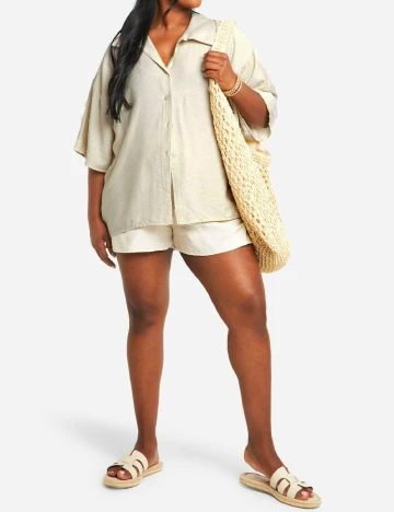 Camasa Boohoo Plus Size, bej