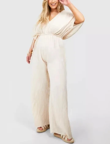 Salopeta Boohoo Plus Size, crem
