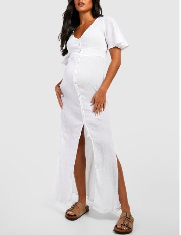 Rochie lunga Boohoo maternity, alb