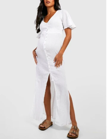 Rochie lunga Boohoo maternity, alb