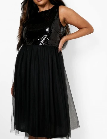 Rochie medie Boohoo Plus Size, negru