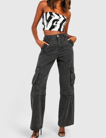 Top Boohoo, negru/alb