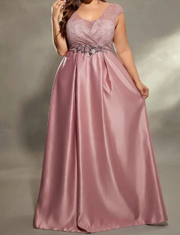 Rochie lunga Mgiacy, roz
