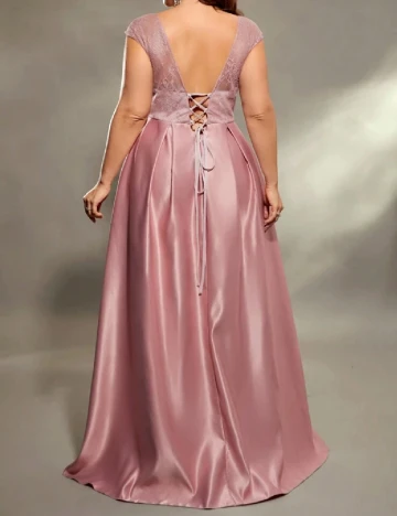 Rochie lunga Mgiacy, roz