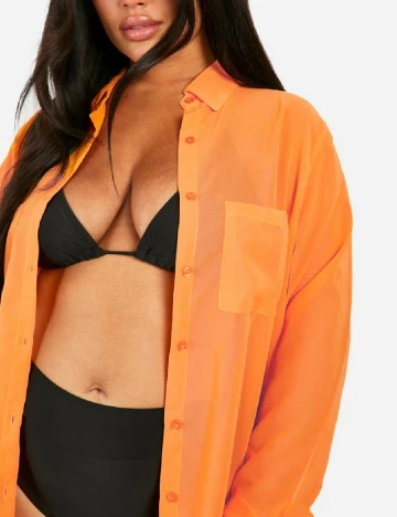 Camasa Boohoo Plus Size, portocaliu