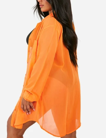 Camasa Boohoo Plus Size, portocaliu