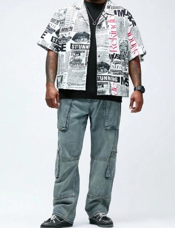 
						Camasa SHEIN Plus Size Men, mix culori