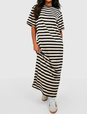 Rochie lunga Boohoo, negru/crem