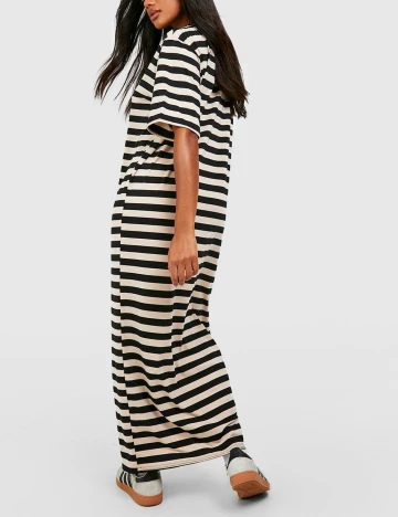 Rochie lunga Boohoo, negru/crem