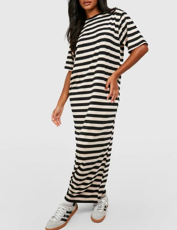 Rochie lunga Boohoo, negru/crem
