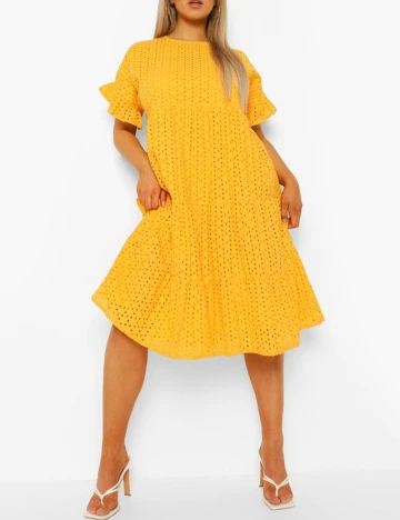 Rochie scurta Boohoo Plus Size, galben Galben