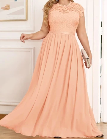 Rochie lunga Miusol Plus Size, piersica