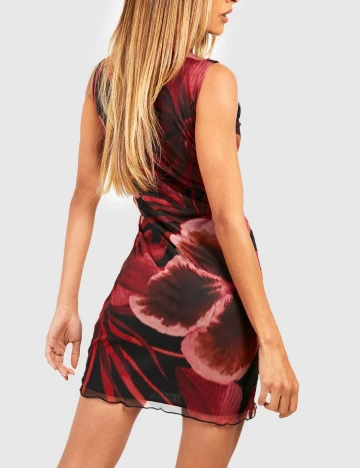 Rochie scurta Boohoo, rosu/negru Rosu