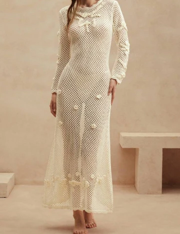 Rochie de plaja Anewsta, crem