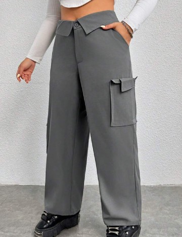 Pantaloni SHEIN CURVE, gri inchis