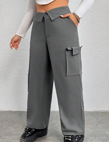Pantaloni SHEIN CURVE, gri inchis