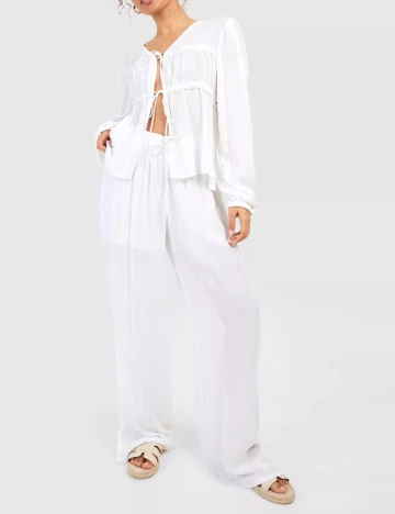 Pantaloni Boohoo, alb