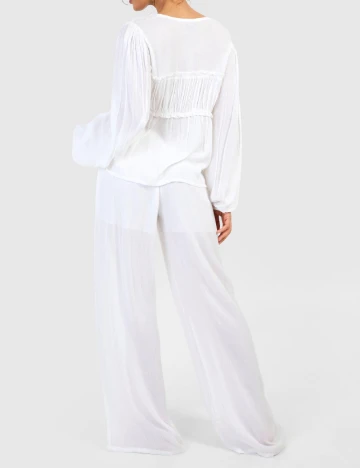 Pantaloni Boohoo, alb
