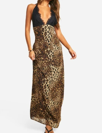 Rochie lunga Boohoo, animal print