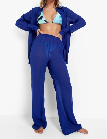 Pantaloni de plaja Boohoo, albastru