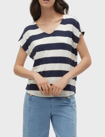 
						Tricou Vero Moda, bleumarin/alb