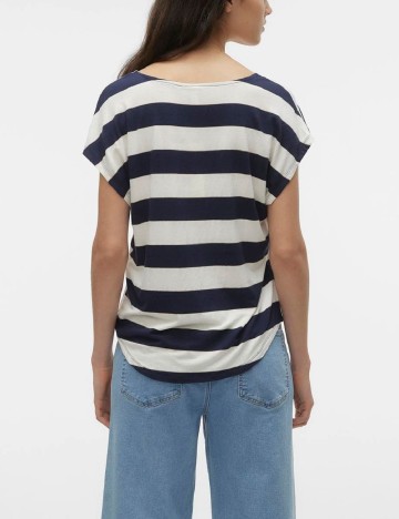 Tricou Vero Moda, bleumarin/alb