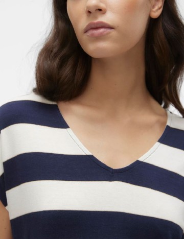 Tricou Vero Moda, bleumarin/alb