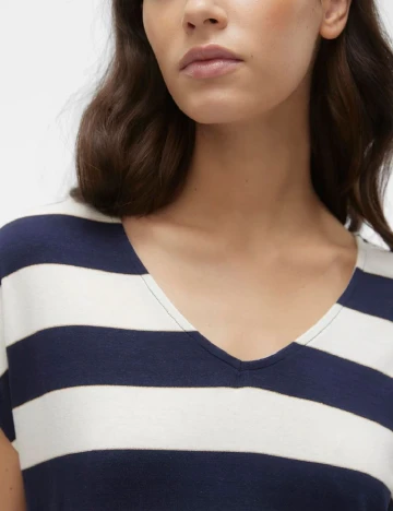 Tricou Vero Moda, bleumarin/alb