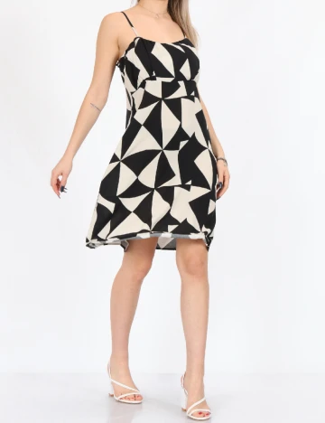 Rochie scurta Only, alb/negru