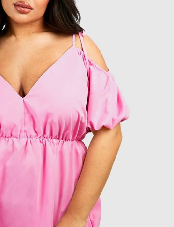 Rochie scurta Boohoo Plus Size, roz