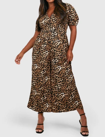 Salopeta Boohoo Plus Size, animal print