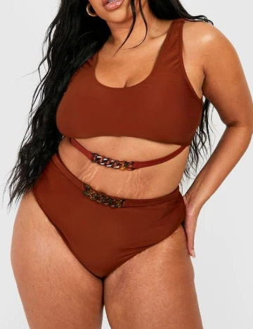 Costum de baie Boohoo Plus Size, maro Maro