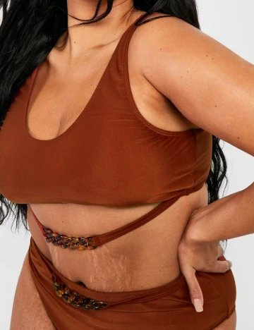 Costum de baie Boohoo Plus Size, maro Maro