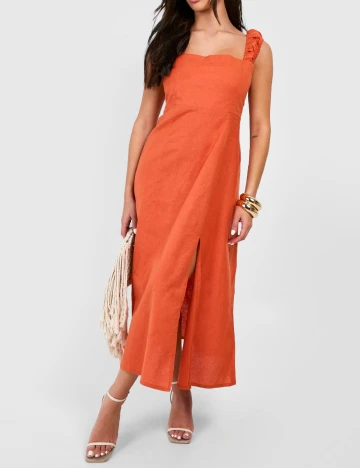 Rochie lunga Boohoo, caramiziu