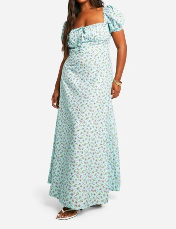 Rochie lunga Boohoo Plus Size, turcoaz