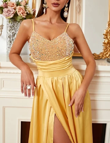 Rochie lunga Miss ord, galben
