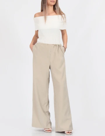Pantaloni Vila, crem