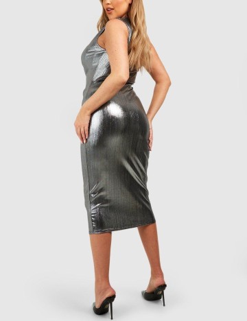 Rochie medie Boohoo Plus Size, argintiu