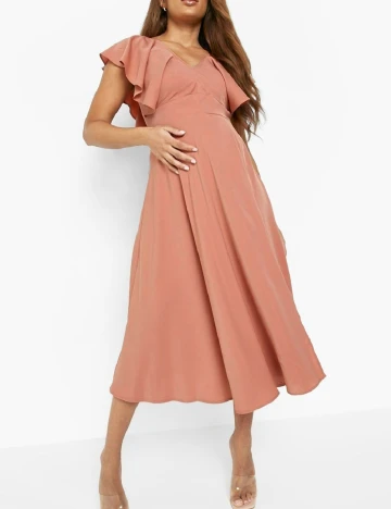 Rochie medie Boohoo maternity, roz pudra