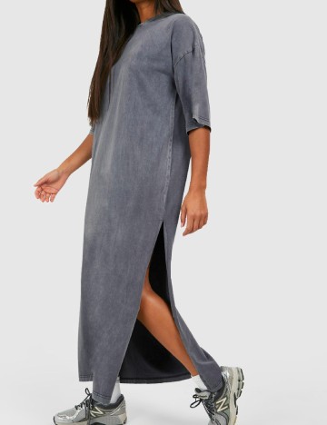 Rochie lunga Boohoo, gri petrol